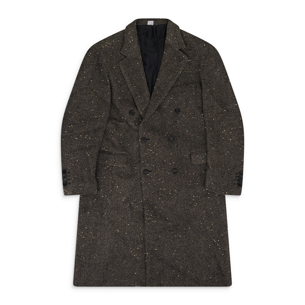 Black Sand Herringbone Sequin Long Coat