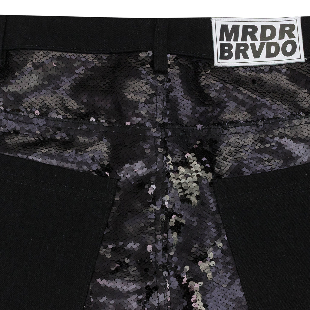 BLACK SEQUIN POCKET TROUSERS