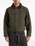 Manière De Voir Nino in olive clasp-detail contrast-stitch gabardine jacket