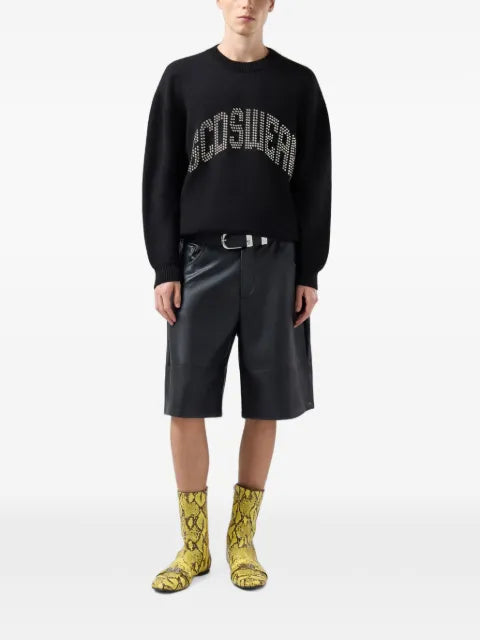 GCDS stud-embellished logo-print sweater