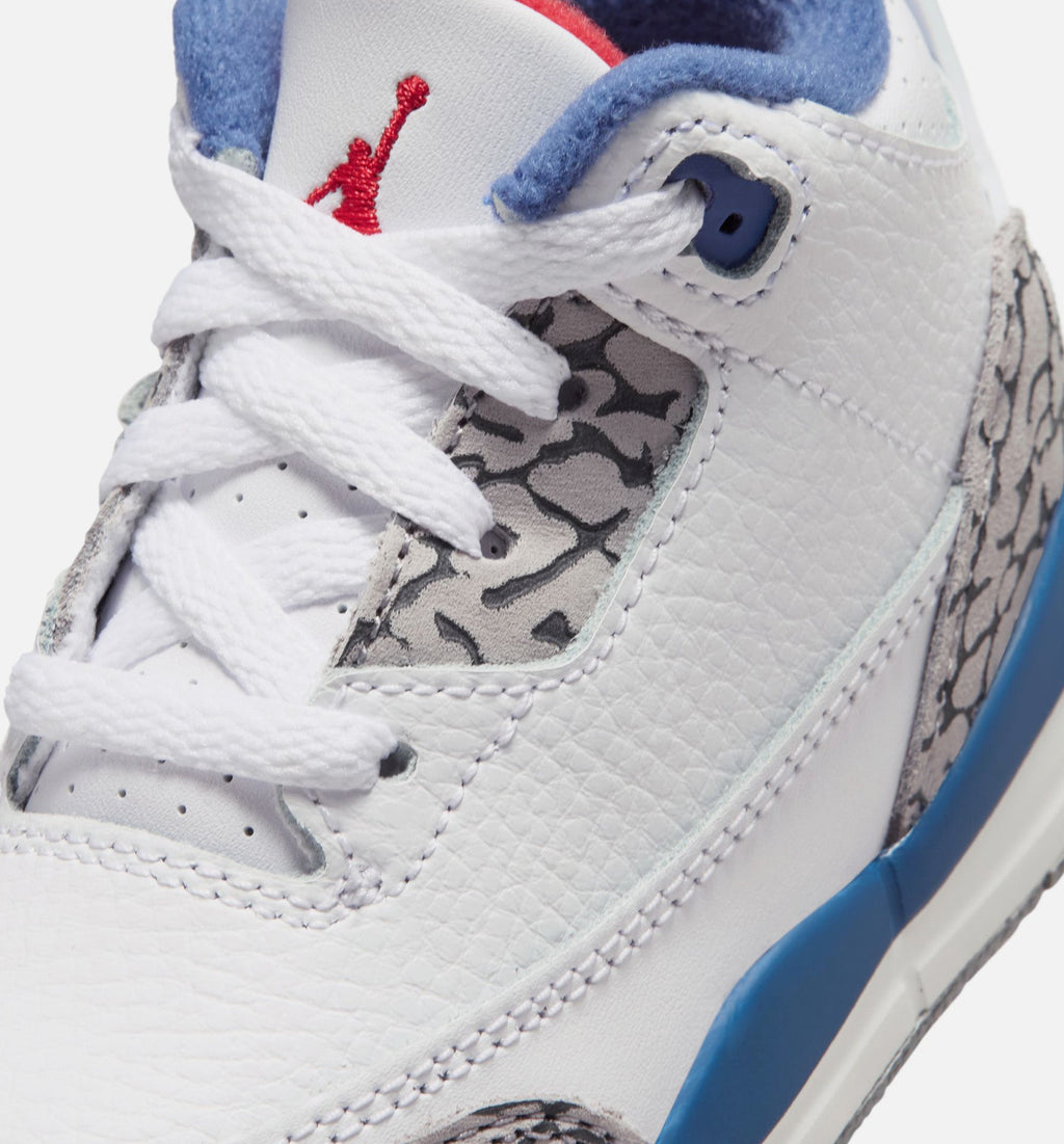 Air Jordan 3 Retro OG True Blue Infant & Toddler Lifestyle Shoes - White/Fire Red/True Blue