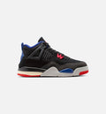 Air Jordan 4 Retro Rare Air Preschool Shoes - Black/Fire Red/Deep Royal Blue