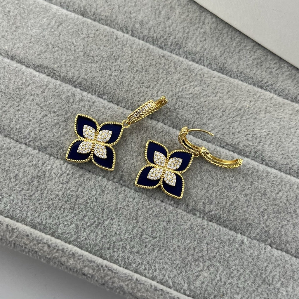 Roberto Coin Style Four-Leaf Clover Cubic Zirconia Earrings