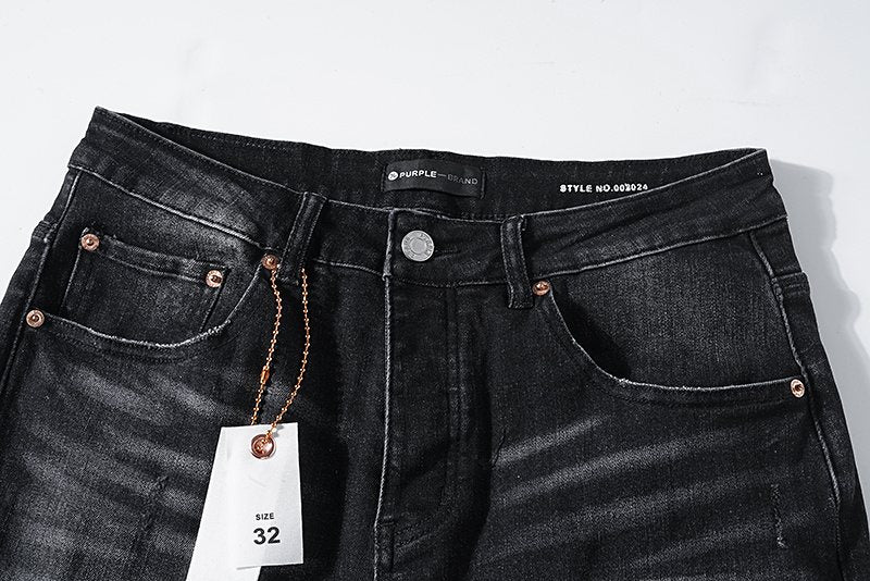 Purple Brand Black Distressed Paint-Splatter Jeans