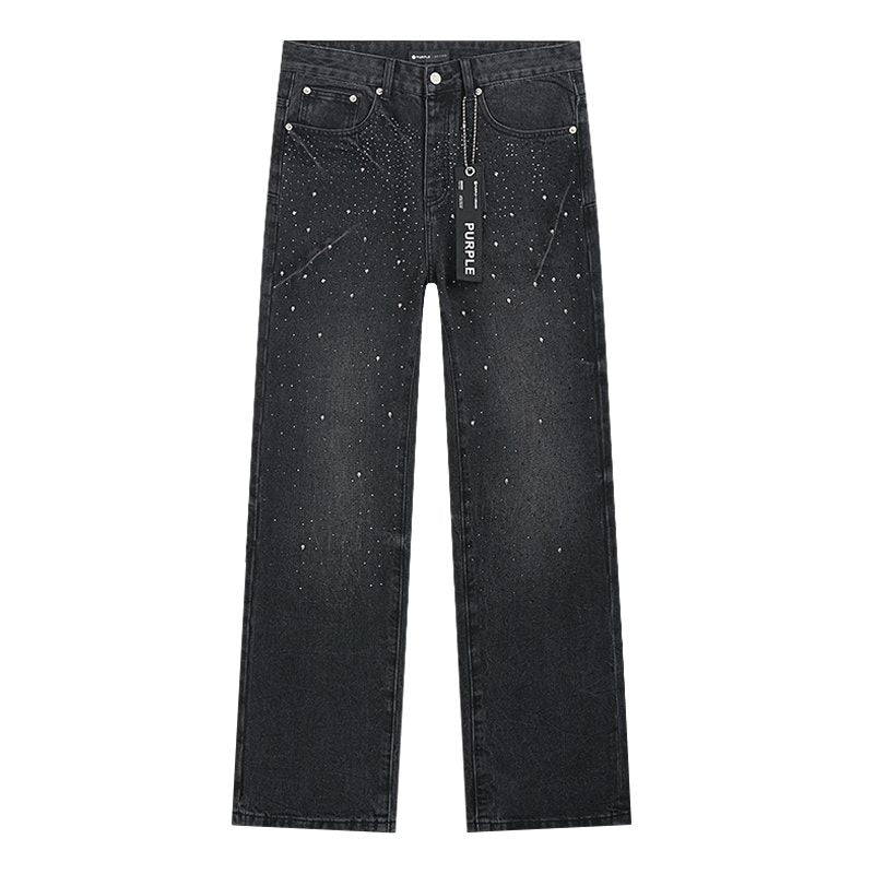 Purple Brand Black Rhinestone Washed Jeans