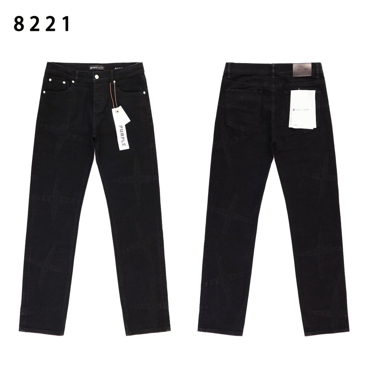 Purple Brand Star Embroidered Washed Jeans