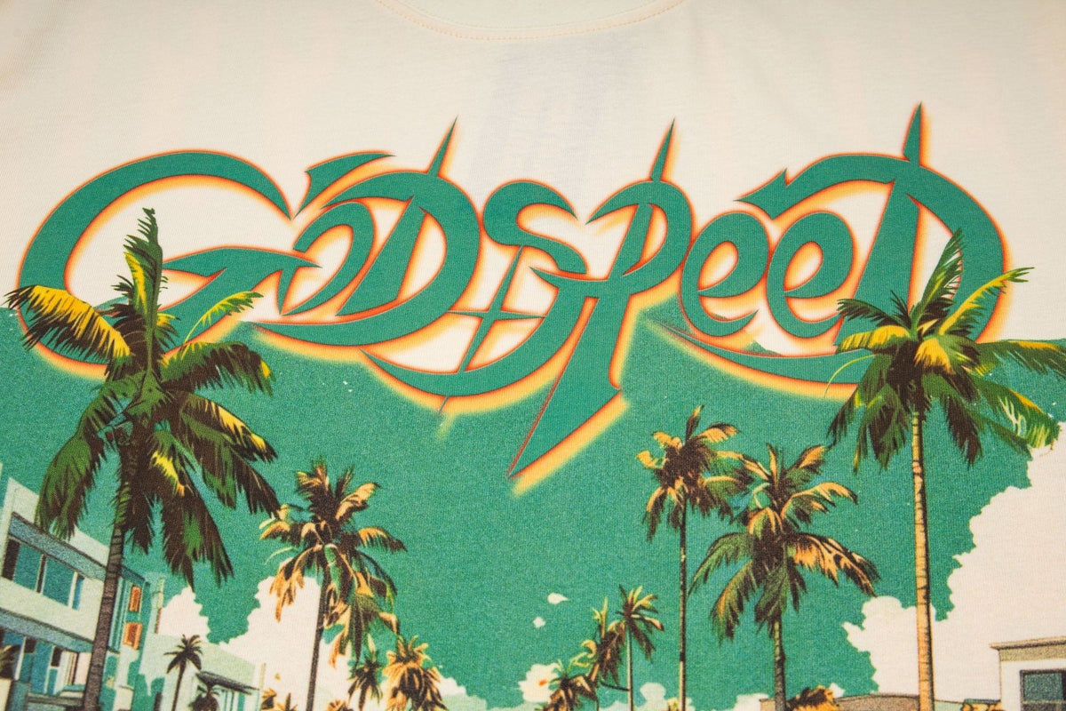 Godspeed Retro Car & Palm Tree Graphic T-Shirt