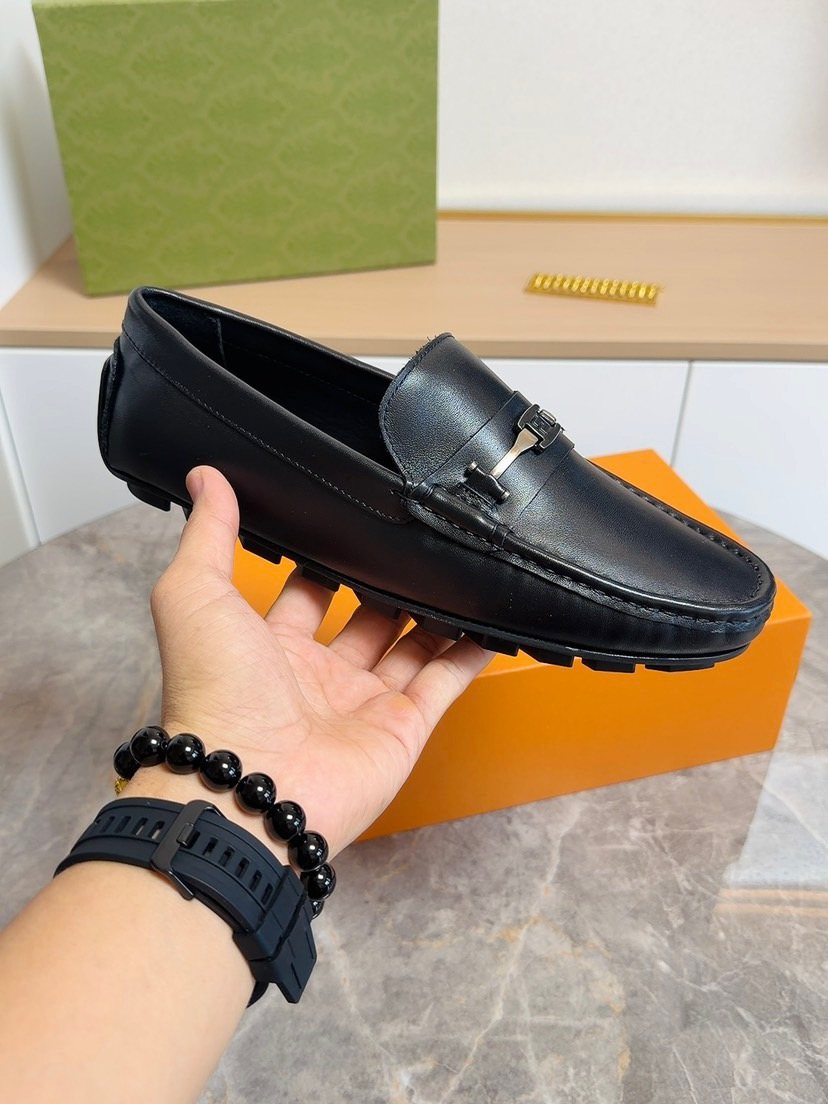 Fendi Men's Black Metal-Bar Loafers