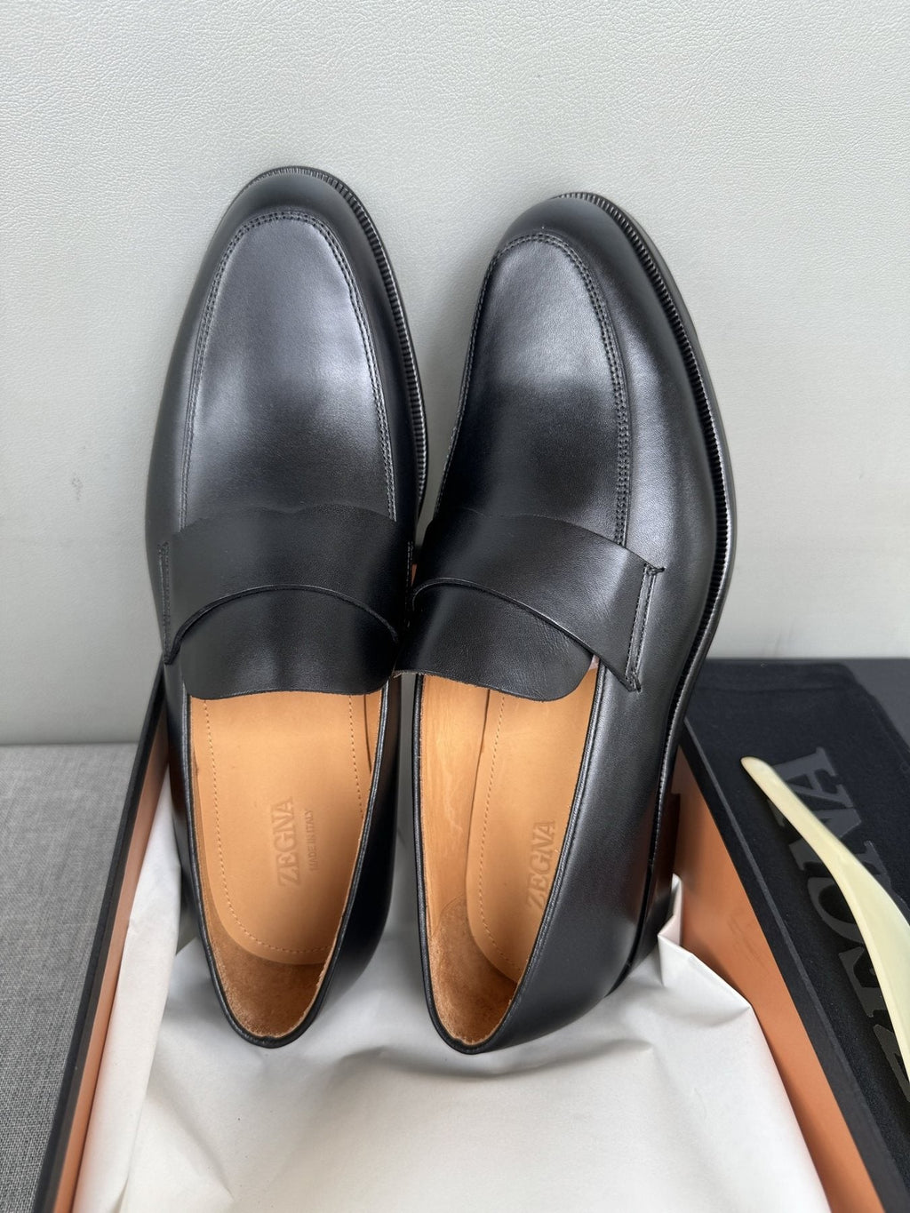 Zegna Men's Black Leather Loafers