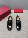 Ferragamo Men's Black Buckle Driving Loafers - Silver-Tone Hardware