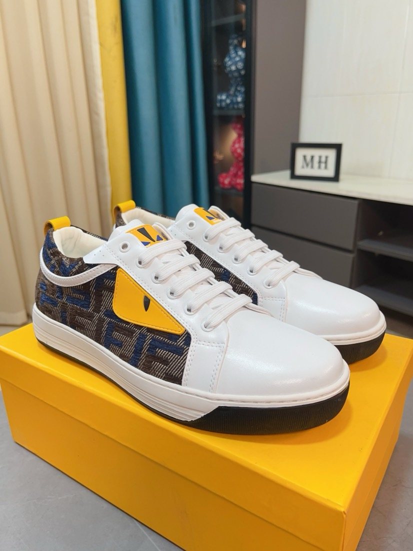 FENDI Patterned Panel Low-Top Sneakers