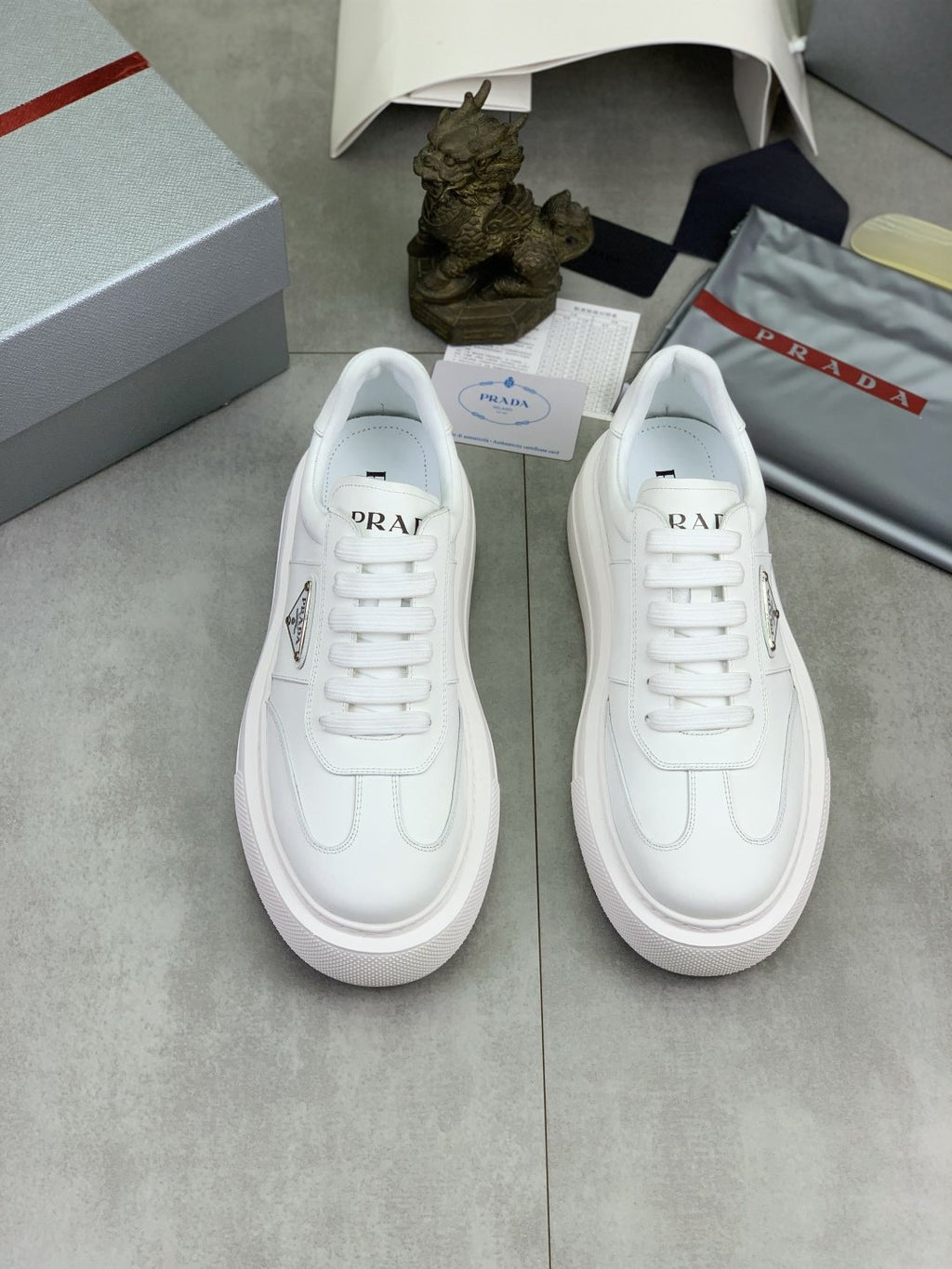 Prada Triangle Panel Low-Top Sneakers