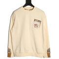 Burberry Check-Trim Embroidered Pocket Crewneck Sweatshirt